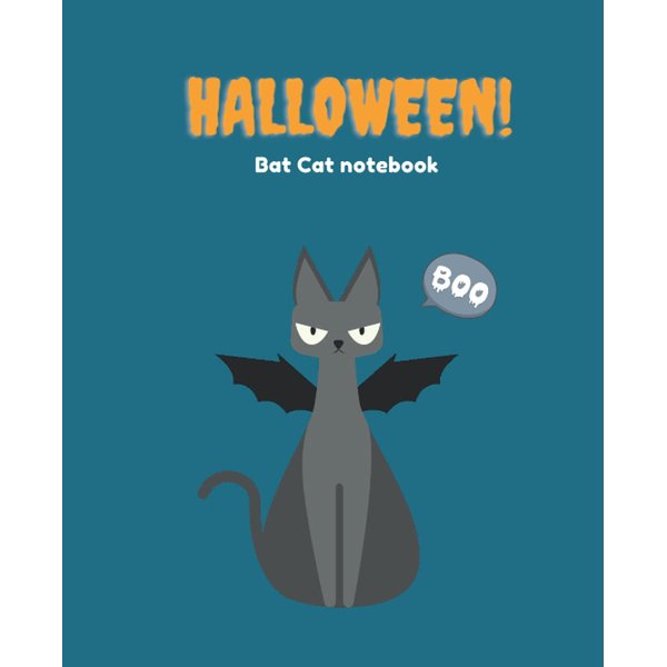 Halloween Bat Cat composition notebook: | College Ruled | 100 Pages | 7.5" x 9.25"
