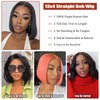 bynlna Bob Wig Human Hair 13x4 HD Lace Front Wigs for Black Women 180% Density Glueless Wigs Short Straight Bob Wig Brazilian Virgin Human Hair Wig Pre Plucked with Baby Hair (Natural Color, 12 Inch)