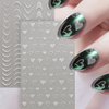 3D Glitter Silver French Nail Stickers for Women Nail Design Reflective French Nails Stickers Heart Butterfly Star Nail Stickers Wave Stripe Nail Art Stickers Swirl Lines Nail Decals Nail Supplies