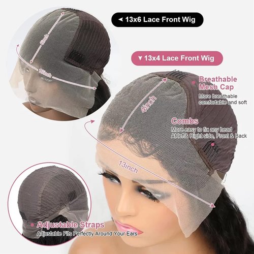 13x6 HD Transparent Deep Wave Lace Front Wigs Curly Human Hair Wigs for Women Glueless Brazilian Curly Lace Frontal Wigs Human Hair Pre Plucked With Baby Hair Natural Black 180% Density(26inch)