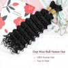 YAMI Bulk Human Hair for Braiding Deep Wave Human Braiding Hair for Boho Braids Curly Braiding Hair Natural Black No Weft Hair Extensions Human Hair 2 Braids Per Pack 100g（16inch)