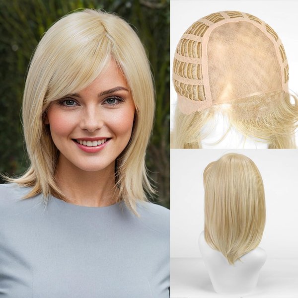 Getshow Mono Top Synthetic Lace Front Wig for Women Layered Hair Mixed Blonde