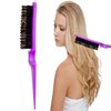 ZVOREL 8Pcs Hair Brushes Set with 4Pcs Topsy Hair Tail Tools 1Pcs Bristle Teasing Hair Brush 1Pcs Edge Control Brush 2Pcs Metal Pin Rat Tail Combs for Woman Girl Hair Styling,Edge&Back Brushing purple