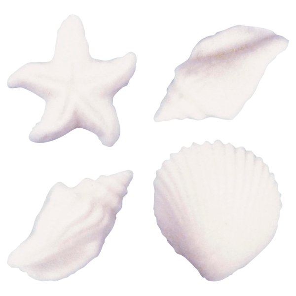 Lucks Dec-Ons Molded Sugar/Cup-Cake Topper, Seashells and Starfish Assortment, 1 1/4-1 1/2 Inch, 144 Count