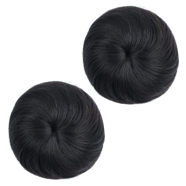 2 PCS Hair Bun Extensions Wig Accessory Updo Hairpieces Curly Wavy Hair Scrunchies Updo Hair Pieces Bun Extension Ponytail Messy for Women Girls - Black