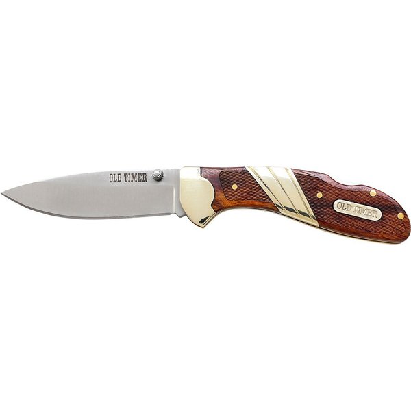 Old Timer 31OT Medium Lockback 6.5in High Carbon S.S. Folding Pocket Knife with 2.9in Drop Point Blade and Wood Handle for Hunting, Whittling, Carving, Camping, EDC, and Outdoors