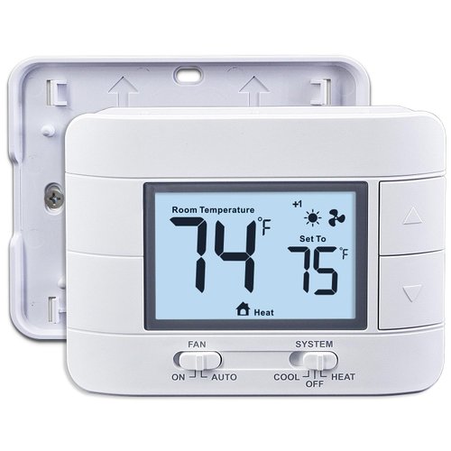 Aowel AW711-W Non-Programmable Thermostat for Home up to 2 Heat/ 2 Cool Single or Multistage Systems, with Room Temperature & Humidity Monitor