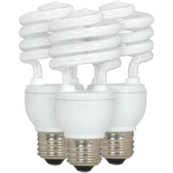 Satco S6273 18-Watt Medium Base T2 Mini Spiral, 5000K, 120V, Equivalent to 75-Watt Incandescent Lamp for Enclosed Fixtures, 3-Pack