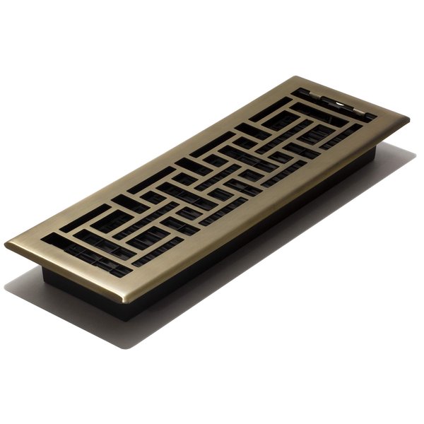 Decor Grates Oriental Floor Register, 4x14 Inches, Antique Brass Finish