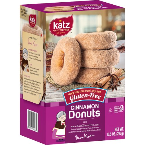 Katz Gluten Free Cinnamon Donuts | Dairy Free, Nut Free, Soy Free, Gluten Free | Kosher (1 Pack of 6 Donuts, 10.5 Ounce)