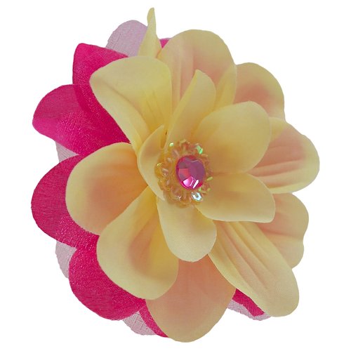 JoJo Silk Flower Hair Clip (YELLOW & HOT PINK)