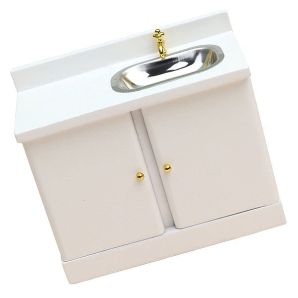 HONMEET Doll House Kitchen Sink Miniature Cabinet Scale Dollhouse Furniture for Kitchen Bathroom Decor Miniature Accessory for Dollhouse Interiors