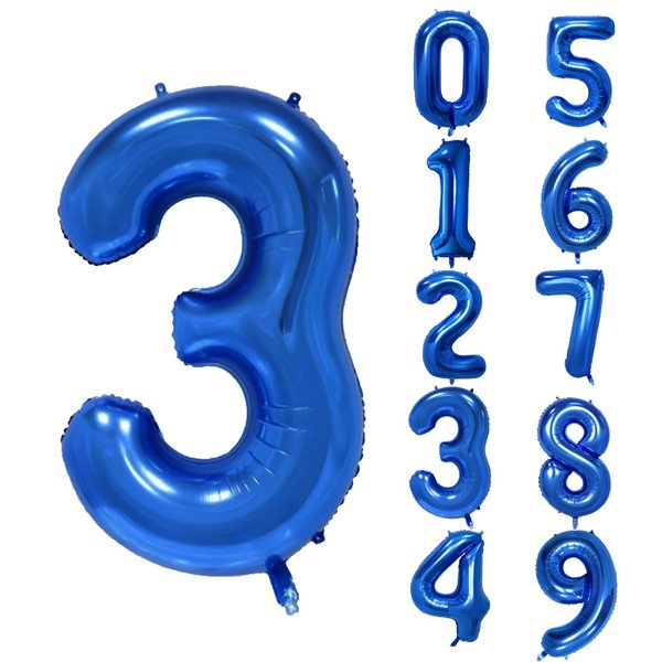 40 inch Big Size Number 3 Foil Helium Balloons Birthday Party Celebration Decoration, Digital Decorations Supplies, Wedding Anniversary Inch Decoration Kids(Dark Blue,Number 3)