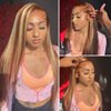ARIPOLA Ombre Highlight Lace Front Wig Human Hair 13x4 HD Transparent 4/27 Honey Blonde Lace Frontal Wigs Pre Plucked with Baby Hair 180 Density Straight Lace Front wigs Human Hair Colored （26inch）
