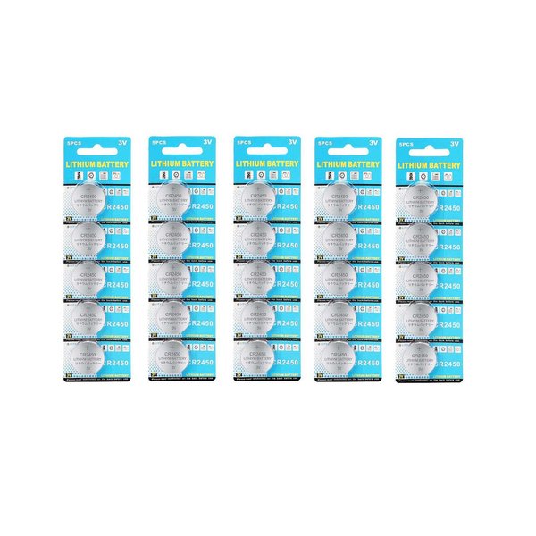 25 Pack 3V High Capacity Lithium Button Coin Cell Batteries CR2450 ECR2450 Used in Most Electronic Devices