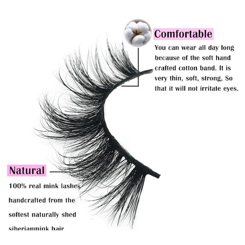GOO GOO False Eyelashes 16mm Natural Mink Eyelashes 3D Layered Effect Siberian Fake Eyelashes Hand Made Strips Real Eyelashes Soft Reusable Make Up Eyelahses 1 Pair