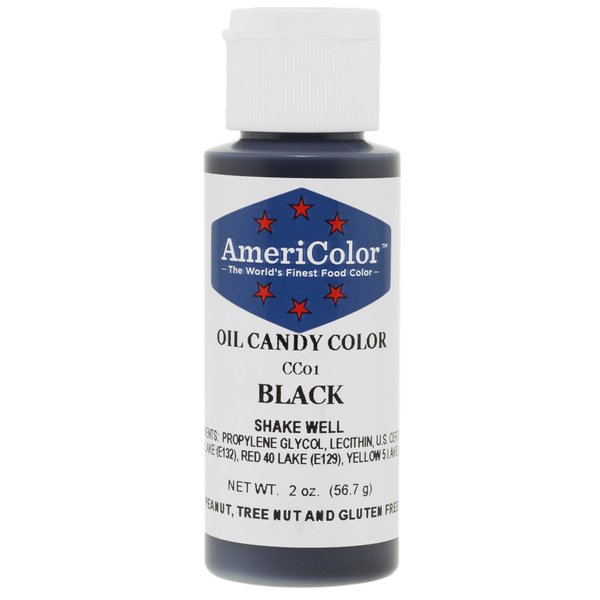 Americolor Candy Oil Food Color, 2-Ounce, Black