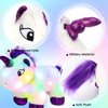 Hopearl LED Plush Unicorn Lighting Up Stuffed Animal Floppy Night Lights Glow in The Dark Birthday Gifts for Kids Toddler Girls, White, 15''