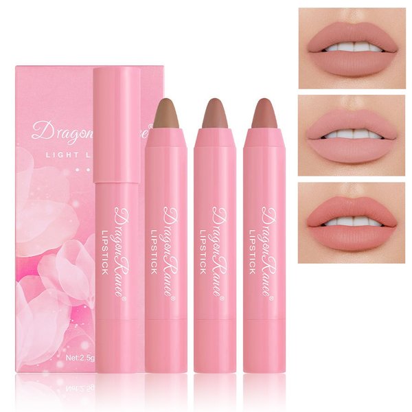 CAHIUYOA 3PCS Nude Matte Lipstick Set Lip Crayon Stick Smooth Velvet Nude Lip Gloss Lip Stain Non-Stick Cup Lip Makeup Lipstick for Women - Set A