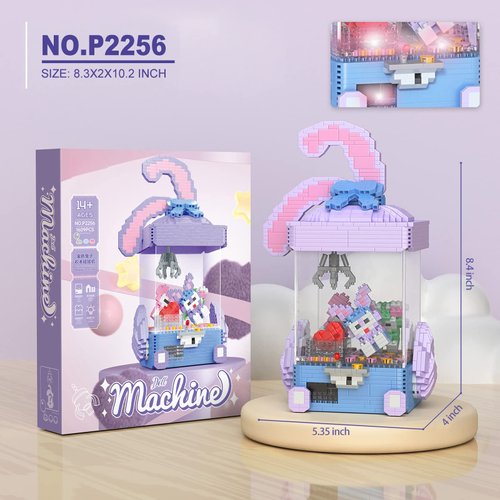 Insgen Toy Building Set Purple Doll Cute Micro Bricks Building Blocks Model Set, 1609 Pcs Collectible Ideas Teen Girl Gifts Age 14 and up, with LED Lights DIY Decoration Home