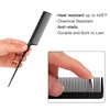 Heat Resistant Rat Tail Combs for Flat Iron Straightening, 2 Pieces Carbon Fiber Anti Static Styling Combs for Women, Fine and Wide Teeth, Black