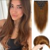 Yekartary Clip in Hair Extensions Real Human Hair 100% Remy Hair 18inch 7PCS Straight Hairpieces Clip-ins for Women Light Brown