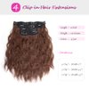 KGBFASS Highlights Hair Extensions 4Pcs Clip in Hair Extensions 12 Inch Wavy Black Brown Thick Hairpieces Fiber Hair for Women - 120g, Black Brown