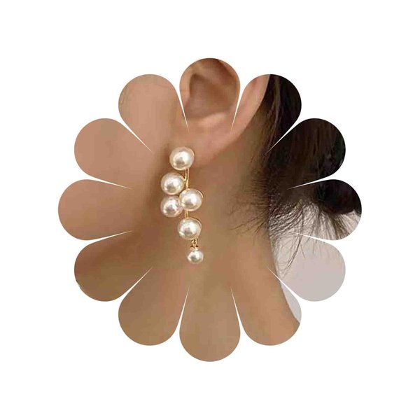 TseanYi Long Pearl Dangle Earrings Vintage Pearl Drop Earrings Gold Pearl Long Tassel Earrings Boho Pearl Tassel Earrings Jewelry for Women and Girls Gifts