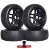 AllinRC PreGlued 1/8 RC Buggy Tires and Wheels 17mm Hex Hubs Foam Inserts for Arrma Typhon Redcat Team Losi VRX HPI Kyosho HSP Hobao Off Road, Set of 4