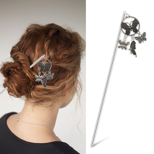 3 Pcs Hair Sticks Bee Butterfly and Honeycomb Pendant Hairpins Hair Accessories MGPFERD