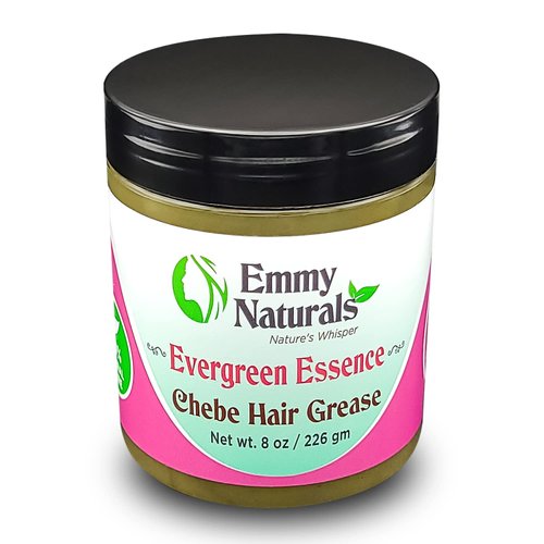 Emmy Naturals Evergreen Essence Chebe Hair Grease Natural Softner & Conditioner - Promotes Growth, Reduce Frizz Split Ends Suitable for all Types, 8 Fl Oz (Pack of 1), 8.0 ounces, Oz, Pack 1