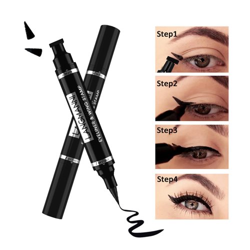 Wismee Mascara Eye Liner Eye Makeup Set Waterproof Liquid Eye Liner Stamp Mascara Black volume and length Eyelash Quick Drying Long Lasting Eye liner Pencil Cosmetic Kit with Sharpener for Women Girls
