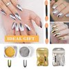 2 Pcs Gold Silver Chrome Nail Powder,Nail Art Mirror Glitter Effect Highly Pigmented Dust Metallic Holographic Mirror Nail Art Makeup Powders Chrome with Sponge Applicators