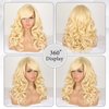 Liyouda Blonde Wigs with Bangs Long 613 Blonde Wig for Women Curly Blonde Wig with Bang Synthetic Wigs Blonde for Black Women Party Costume Cosplay Wig (#613 Blonde Wig with Side Part Bangs)