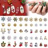 45Pcs Christmas Nail Art Rhinestones Charms, Gorvalin 3D Snowflake Reindeer Bell Santa Christmas Nail Rhinestones Gems Design for Christmas Holiday DIY Nail Craft Decorations