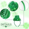 XIELIME St. Patrick's Day Shamrock Headband, 1PCS Green Clover Leprechaun Hat Hair Band Sequin Shamrock Headwear Festival Hair Accessories for Women Girls Kids Holiday Parade Costume Party Supplies