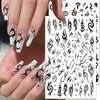 10 Sheets Gothic Nail Stickers 3D Self-Adhesive Snake Nail Art Stickers Black White Rose Flower Eye Fishbone Star Moon Design Nail Art Decorations Butterfly Nail Decals for Women Acrylic Nail Supplies