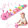 AWOTOY Baby Toys 0-6-12 Months,Infant Musical Stuffed Animals Activity Toys with Muti-Sensory Crinkle,Rattles,Baby Girl Toys Gifts for Newborn Tummy Time,Caterpillar,Pink