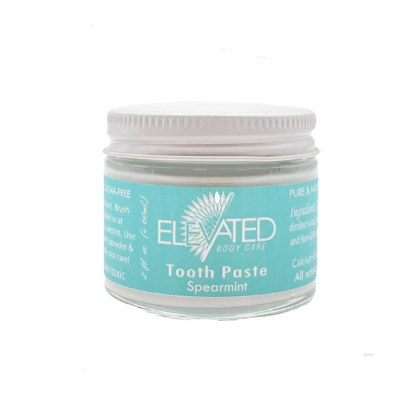 Elevated All Natural Fluoride Free Toothpaste - SLS Free Vegan Toothpaste - Glass Jar - 4 Flavors - Made in USA (Spearmint)