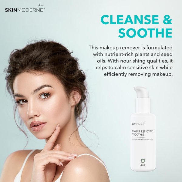 SKIN MODERNE++ Makeup Removing Smoothie - Gentle Cleansing & Makeup Removing Oil - Cleanses Skin - with Rosa Canina Flower Extract - Vegan & Plant-Based Skincare - 150ml