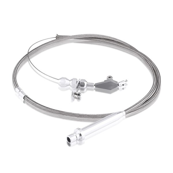 Keenso Th350 Kickdown Cable, Silver Stainless Steel Braided Kickdown Cable for 350 Turbo Transmission Assembly Detent Kickdown for Chevy TH350