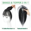 Bangs Hair Clip, Clip in Bangs Hair Toppers for Women 100% Real Human Hair, Clip on Bangs 360° 3D Cover Wispy Fake Clip in Hair Extensions for Women Daily (Natural Black, 3D 7 * 9 French Bangs)