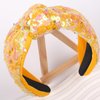 Sequin Knotted Headband for Women Sparkly Headband for Women Yellow Hair Hoop Cute Top Knot Headwear Wide Hair Bands Elastic Hairbands Back to School Party Supplies 1PCS