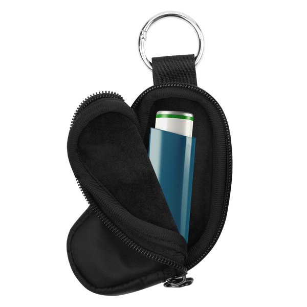 Beautyflier Asthma Inhaler Case Holder Travel Handy Mini Bag for Adults and Kids, Does Not Include Inhaler (Black)