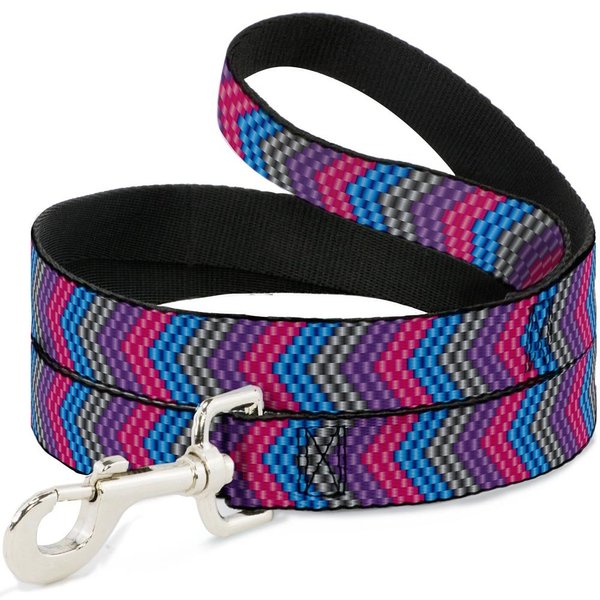 Buckle-Down Pet Leash - Chevron Weave Gray/Lavender/Pink/Baby Blue - 4 Feet Long - 1/2" Wide