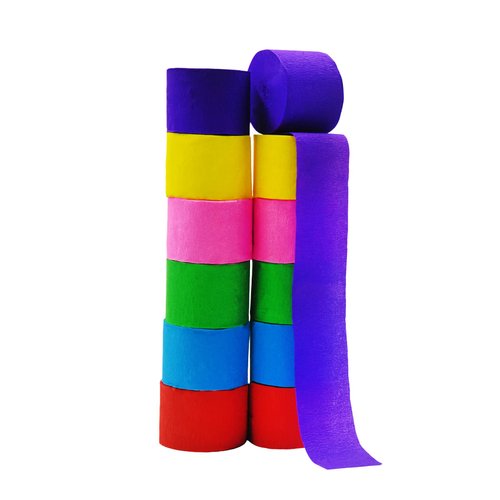 12 Rolls in 6 Colors Party Streamers, Multi Colored Crepe Paper Streamets Aqua Party Decorations,12 Pieces 82 feet Stremmer, Party Supplies for Wedding Birthday Baby Shower Graduation Bridal Shower