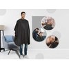 PERFEHAIR Salon Hair Cutting Cape with Rubber Neck Collar, Professional Anti-static Barber Cape for Shampoo, Haircut and Styling-Black-53 x 57 inches