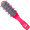 Kent AHGLO01 Airhedz Glo Red Half Round Narrow Detangling Hair Brush - 9 Row Ionic Anti Static Non Scratch Long Nylon Bristle Great for Detangling and Smoothing Medium to Long Length Hair
