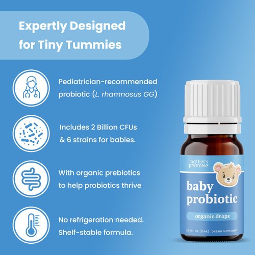 USDA Organic Baby Probiotic Drops for Infants | Helps with Colic, Reflux, Gas & Constipation Relief | Digestion & Immune Support for Newborns + | Ages 0-24 Months, Liquid Probiotics for Babies