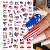 8 Sheets 4th of July Nail Stickers Independence Day Nail Art Stickers 3D Self-Adhesive USA Nail Decals American Flag Design Nail Art Supplies for Women DIY Acrylic Fourth of July Nail Decorations
